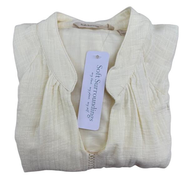 Soft Surroundings Peasant Blouse Top Crochet Sleeve Gauze Lined Boho NWT PL - Picture 9 of 9